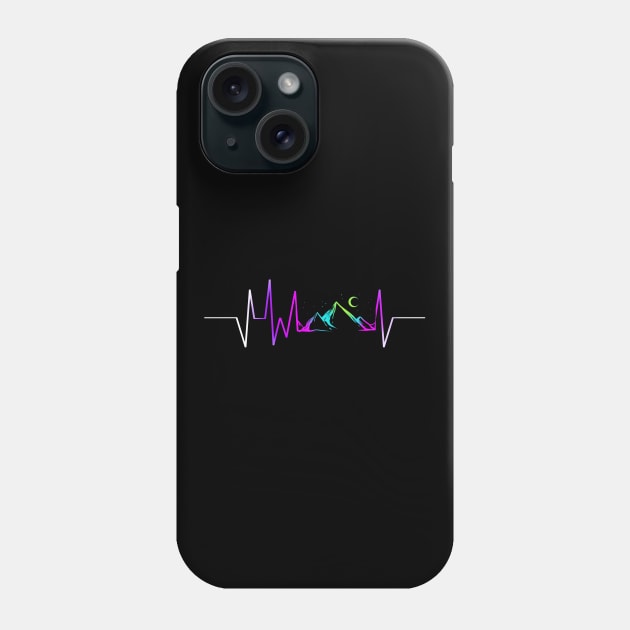 Heartbeat With Mountains In The Moonlight On Camping Phone Case by SinBle