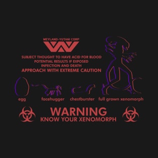 Warning Know Your Xenomorph from the 1979 movie Alien T-Shirt