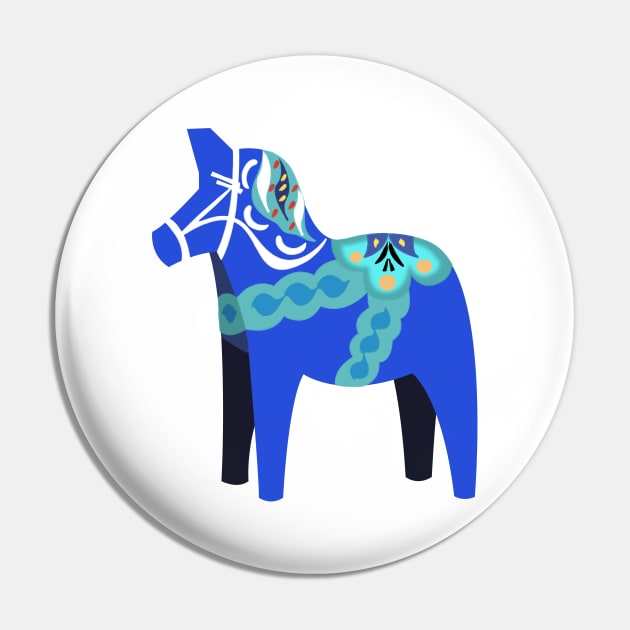 Blue Dala Horse Pin by CTstudio