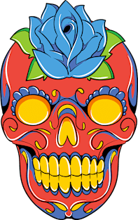 Bright Dia De Los Muertos Sugar Skull Magnet