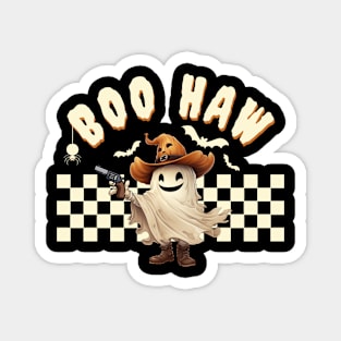 Boo Haw Ghost Halloween Pumpkin Hat Western Magnet