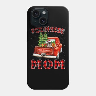 Christmas Pekingese Mom Santa Hat Truck Tree Plaid Dog Mom Christmas Phone Case