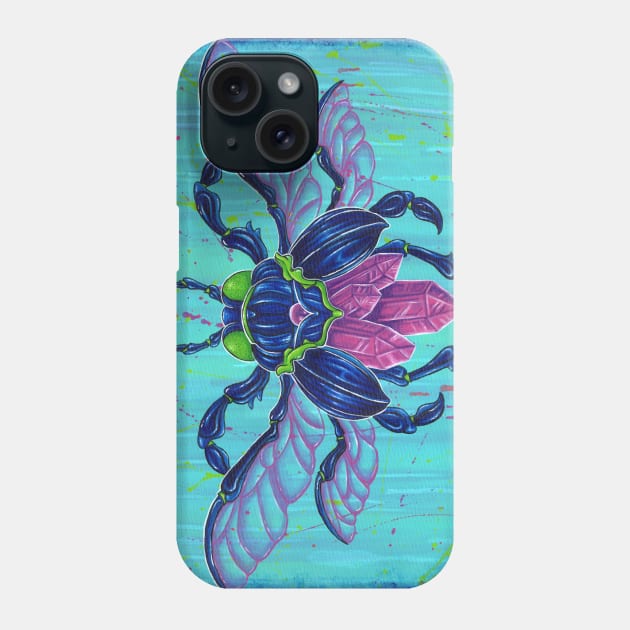 Crystal Beetle Phone Case by WildSkullflowerArt