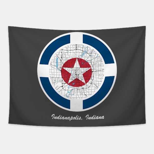 Indianapolis flag and map mashup Tapestry by MadmanDesigns