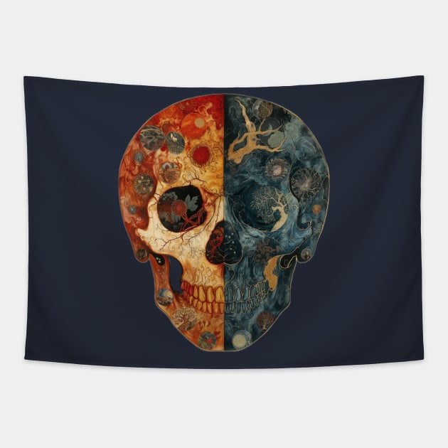 Two Sides Skull Tapestry by CharlesAFish