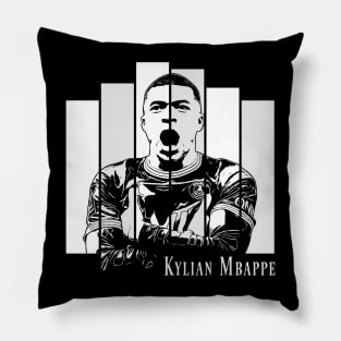 Kylian mbappe, white lineart, france striker, football player Pillow