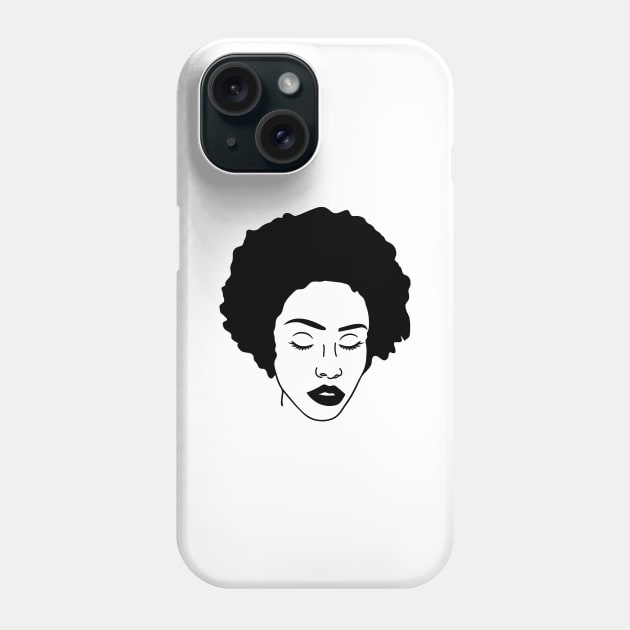 Woman with Curly Natural Afro Hair Phone Case by Isabelledesign