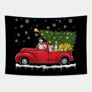 Red Truck pick up Australian Shepherd Christmas  lover gift T-Shirt Tapestry