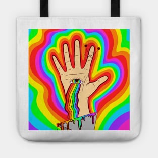 Hand with the eye of God and a rainbow Tote