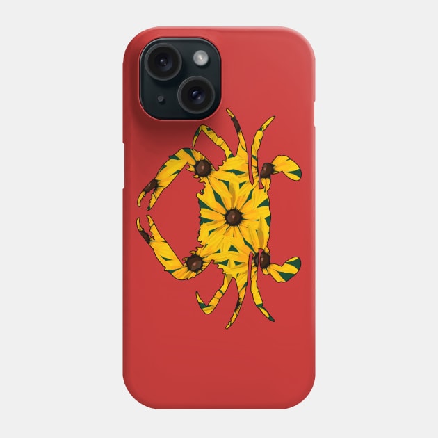 Black Eyed Susan Crab (Red) Phone Case by ziafrazier