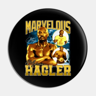 Marvelous Marvin Hagler Boxing Legend Signature Vintage Retro 80s 90s Bootleg Rap Style Pin