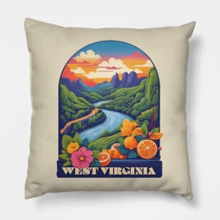 West Virginia Vintage Design Pillow