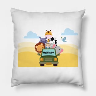 Modern Cute Noah Ark and his animal in the Jeep Pillow