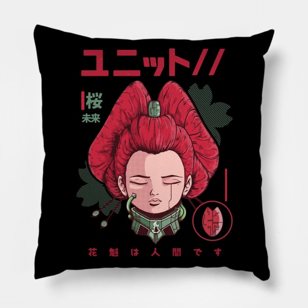 CyberHead unit Three ( Oiran ) Pillow by ArtStopCreative