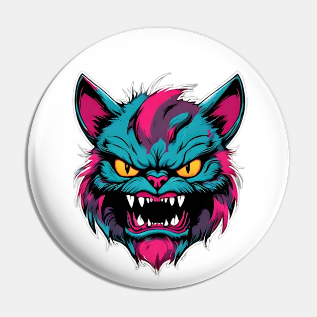 An Angry Cat with Grinning Face Pin by FooVector