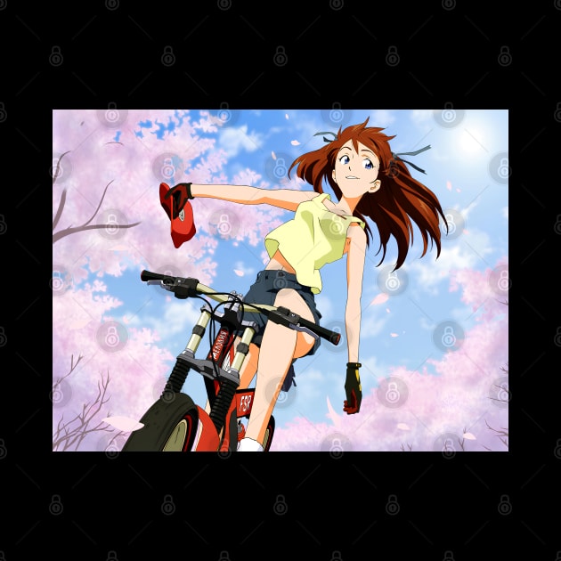 Asuka Langley Soryu on a Bicycle by IKIGAISEKAI