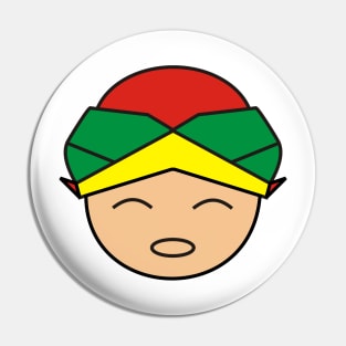 Smiling Red Green Yellow Blangkon Boy Pin