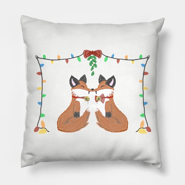 Mistletoe Lovers Pillow by SnoKonKonArts