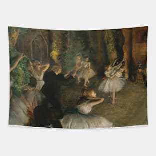 The Rehearsal of the Ballet Onstage by Edgar Degas Tapestry