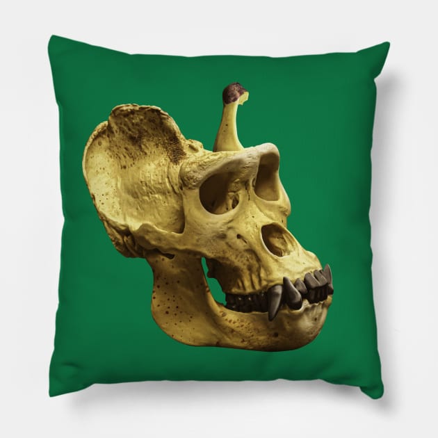 Gorilla banana skull Pillow by Corvons