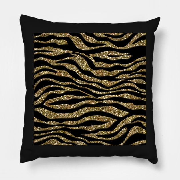 Gold Zebra Sparkle Pillow by SpiceTree