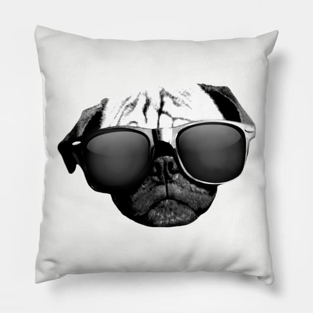 Pug Face in Sunglasses by AiReal Apparel Pillow by airealapparel