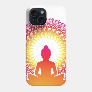 Enlightened Soul Buddha Silhouette - The Peaceful Soul Mandala Print Design GC-092-16 Phone Case