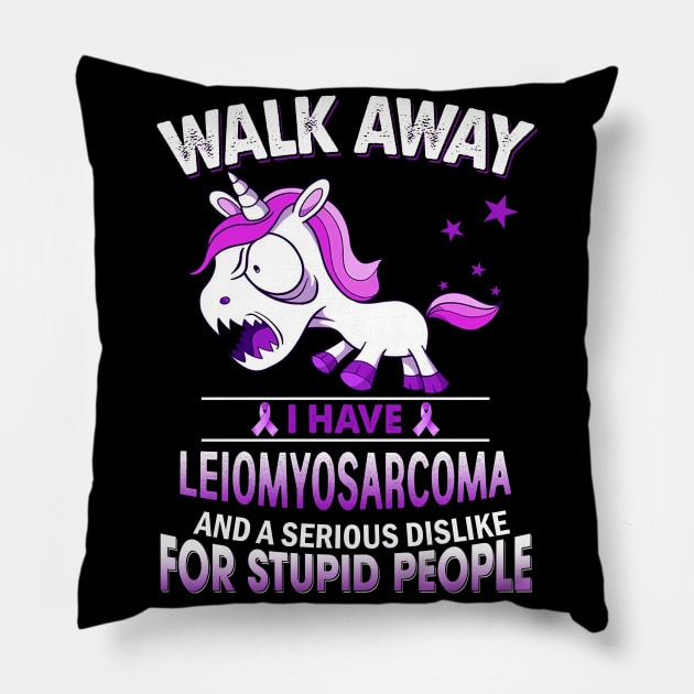 funny leiomyosarcoma grumpy unicorn warrior Pillow by TeesCircle