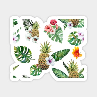 Tropical Leaves Pineapple Luau Print Magnet