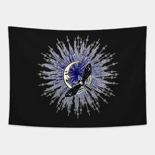 Goth moth crescent moon Tapestry