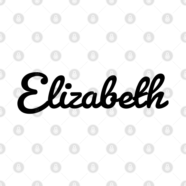 Elizabeth Cursive Script Typography Black Text Elizabeth TShirt