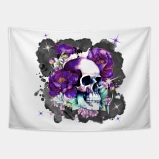 Scull with Flowers Tapestry