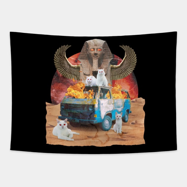 Egypt Cat Chaos Collage Tapestry by Hmus