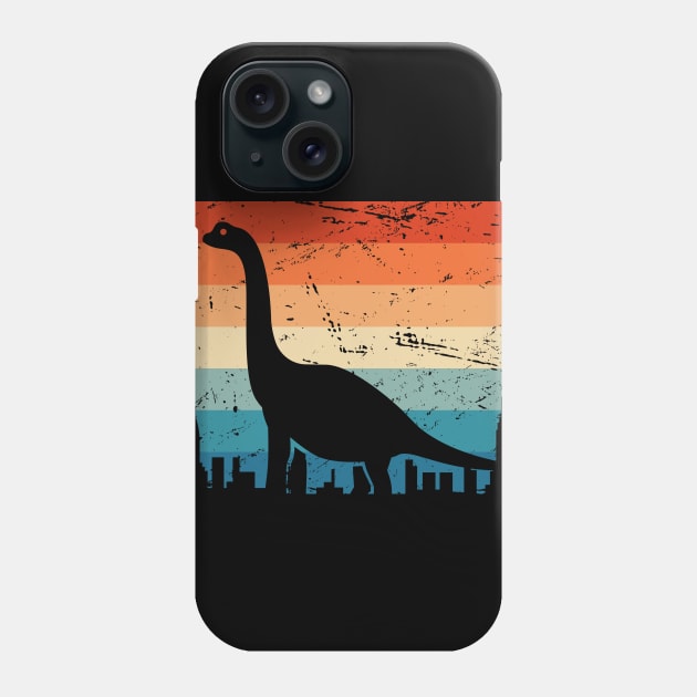 Retro Long Neck Dinosaur Brontosaurus Phone Case by MeatMan