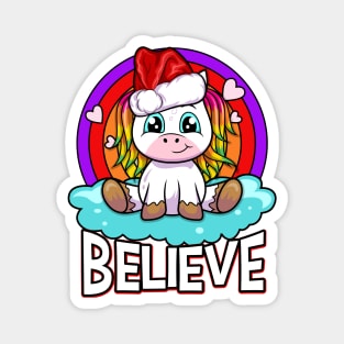 Believe - Christmas Santa Unicorn Magnet