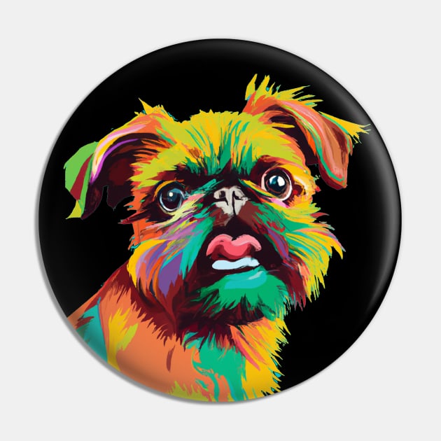 Brussels Griffon Pop Art - Dog Lover Gifts Pin by PawPopArt