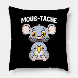 Cute & Funny Mous-Tache Mouse Pun Mustachioed Pillow