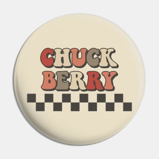 Chuck Berry Checkered Retro Groovy Style Pin