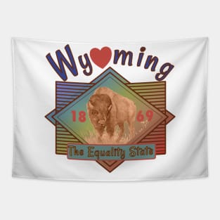 Vintage Wyoming Equality State American Bison Tapestry