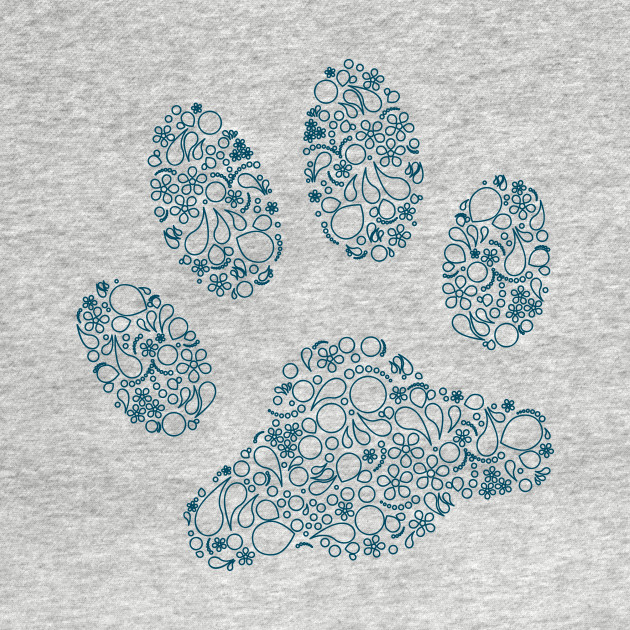 Paw Print in Modern Paisley Outline Design - Paw Print - T-Shirt