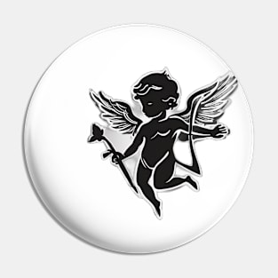 Seraphic Cupid Silhouette - Ethereal Angel Art No. 682 Pin
