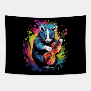 Skunk Playing Violin Tapestry