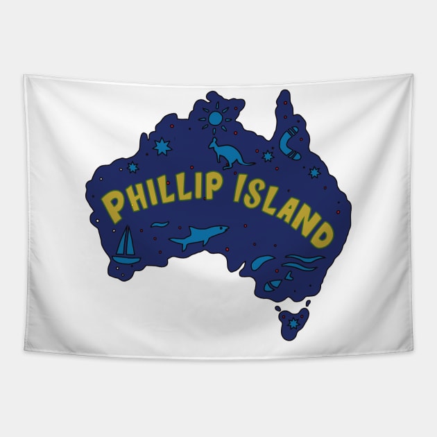 AUSSIE MAP PHILLIP ISLAND Tapestry by elsa-HD