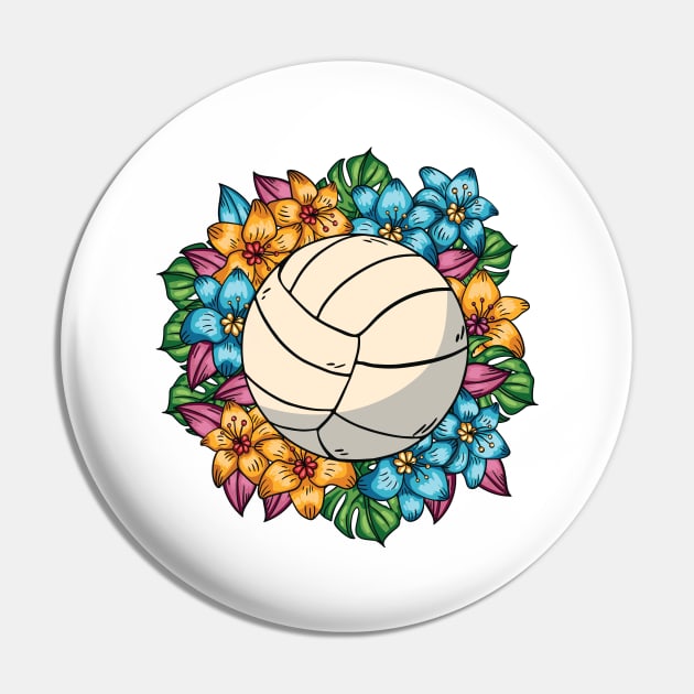 Volley Ball With Flowers Pin by MajorCompany