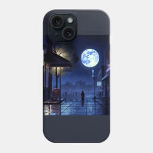 32-bit pixel art Blue Moon Cafe on Rainy Night Phone Case