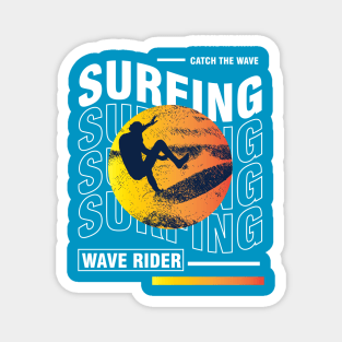 Surfing waves Typography Magnet