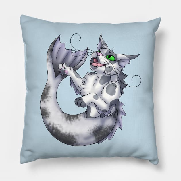 Purrmaid: Grey Bicolor Pillow by spyroid101