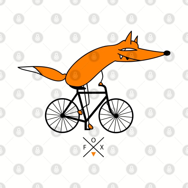 Smart fox rides a bicycle by spontania