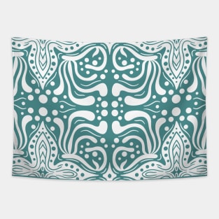 Whimsical sea seamless pattern. Ethnical hand-drawn illustration. Tapestry