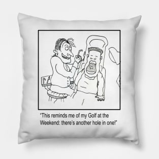 Funny dentist cartoon. Pillow